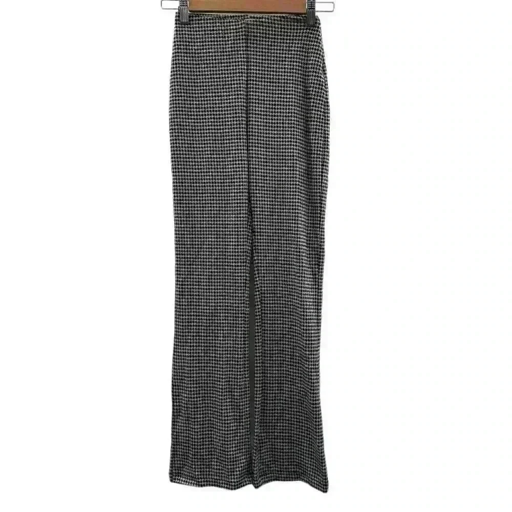 Urban Outfitters UO Casey Houndstooth Plaid Kick Flare Pull-On Pants